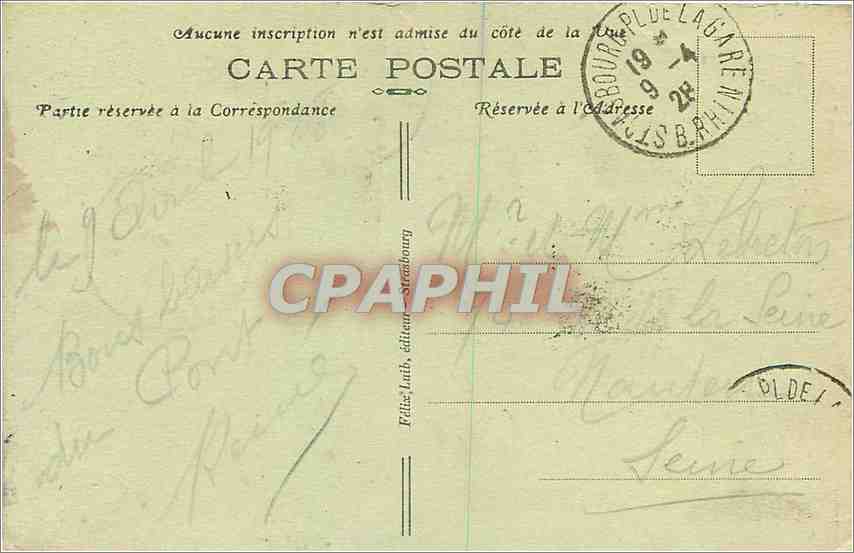 CPA Strasbourg Pont sur le Rhin pres de Kehl  — Rückseite