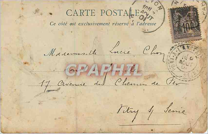CPA Lyon L'Homme de la Roche  — Verso