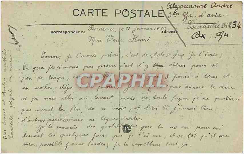 CPA Bordeaux Le Grand Theatre  — Verso