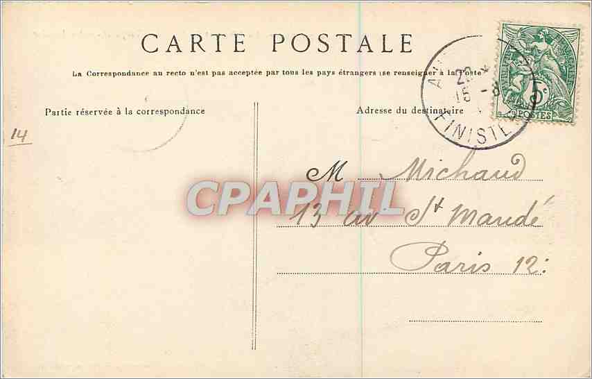 CPA Pointe du Raz La Plage et la Baie des Trepasses La Falaise  — Rückseite