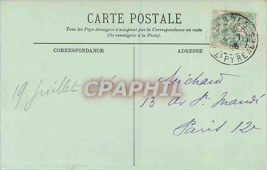 CPA Lourdes La Place de la Grotte et le Gave  — Verso