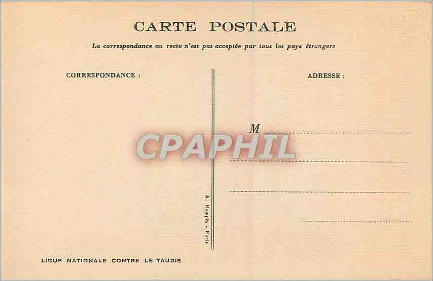 CPA Ligue Nationale Contre le Taudis  Illustrateur Poulbot — Rückseite