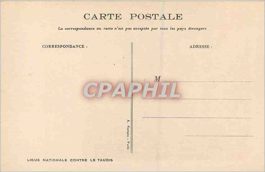 CPA Ligue Nationale Contre le Taudis  Illustrateur Poulbot — Rückseite