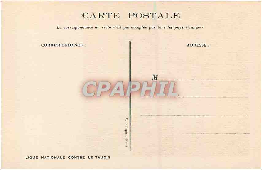 CPA Ligue Nationale Contre le Taudis  Illustrateur Poulbot Coq Poule — Rückseite