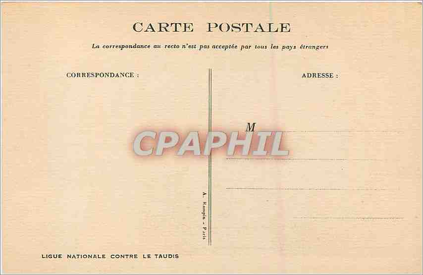 CPA Ligue Nationale Contre le Taudis Illustrateur Poulbot — Rückseite
