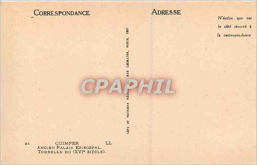 CPA Quimper Ancien Palais Episcopal Tourelle  — Rückseite