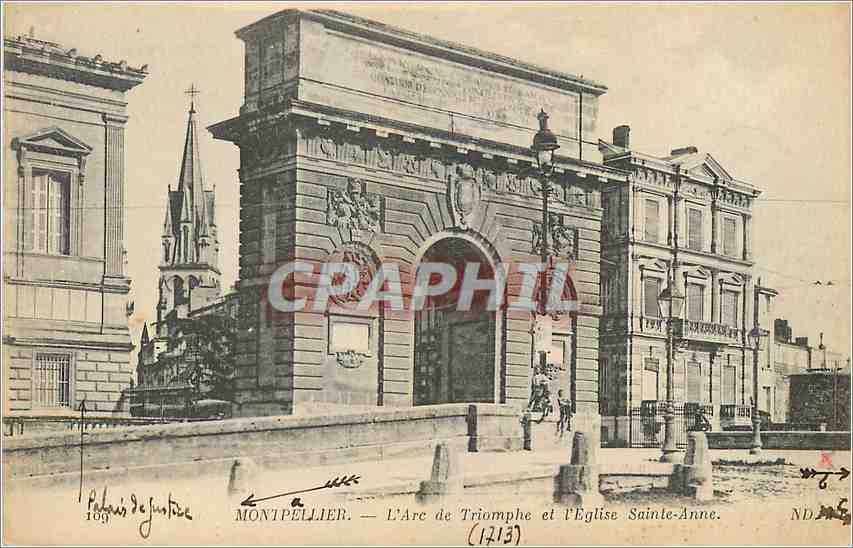 CPA Montpellier L'Arc de Triomphe et l'Eglise Sainte Anne 