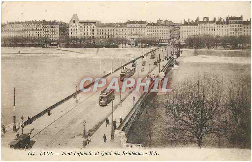 CPA Lyon Pont Lafayette et Quai des Brotteaux Tramway