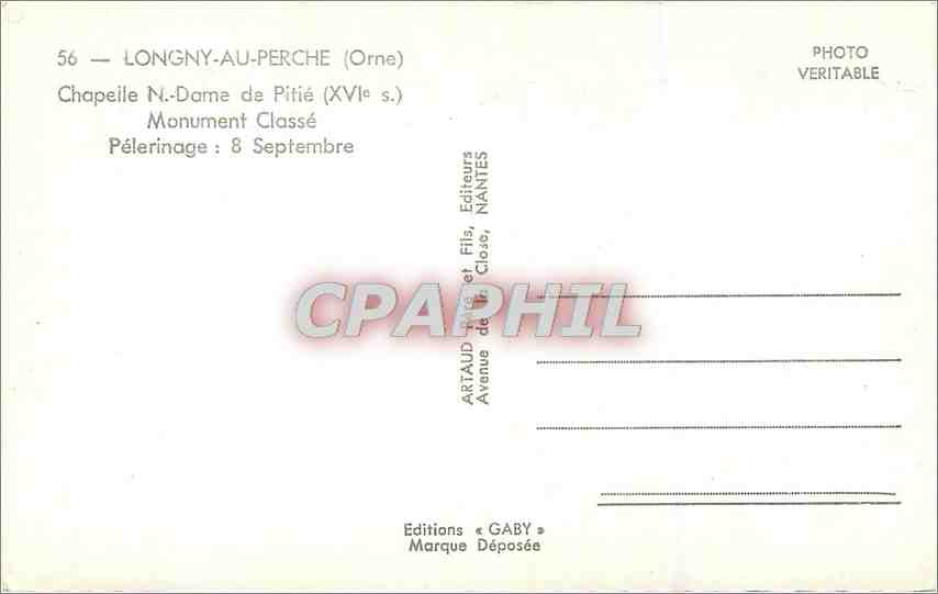CPM Longny au Perche Orne Chapelle N Dame de Pitie  — Rückseite
