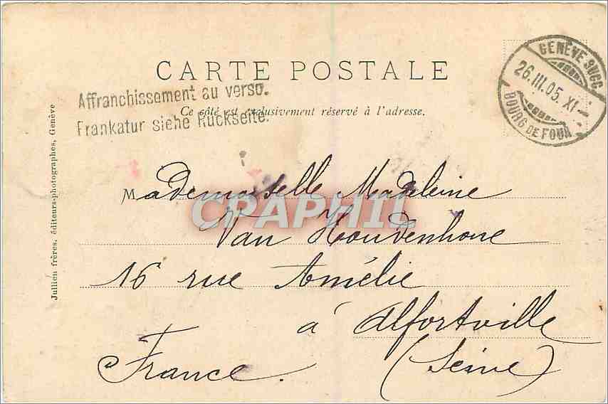 CPA Geneve La Rade Bateau — Rückseite