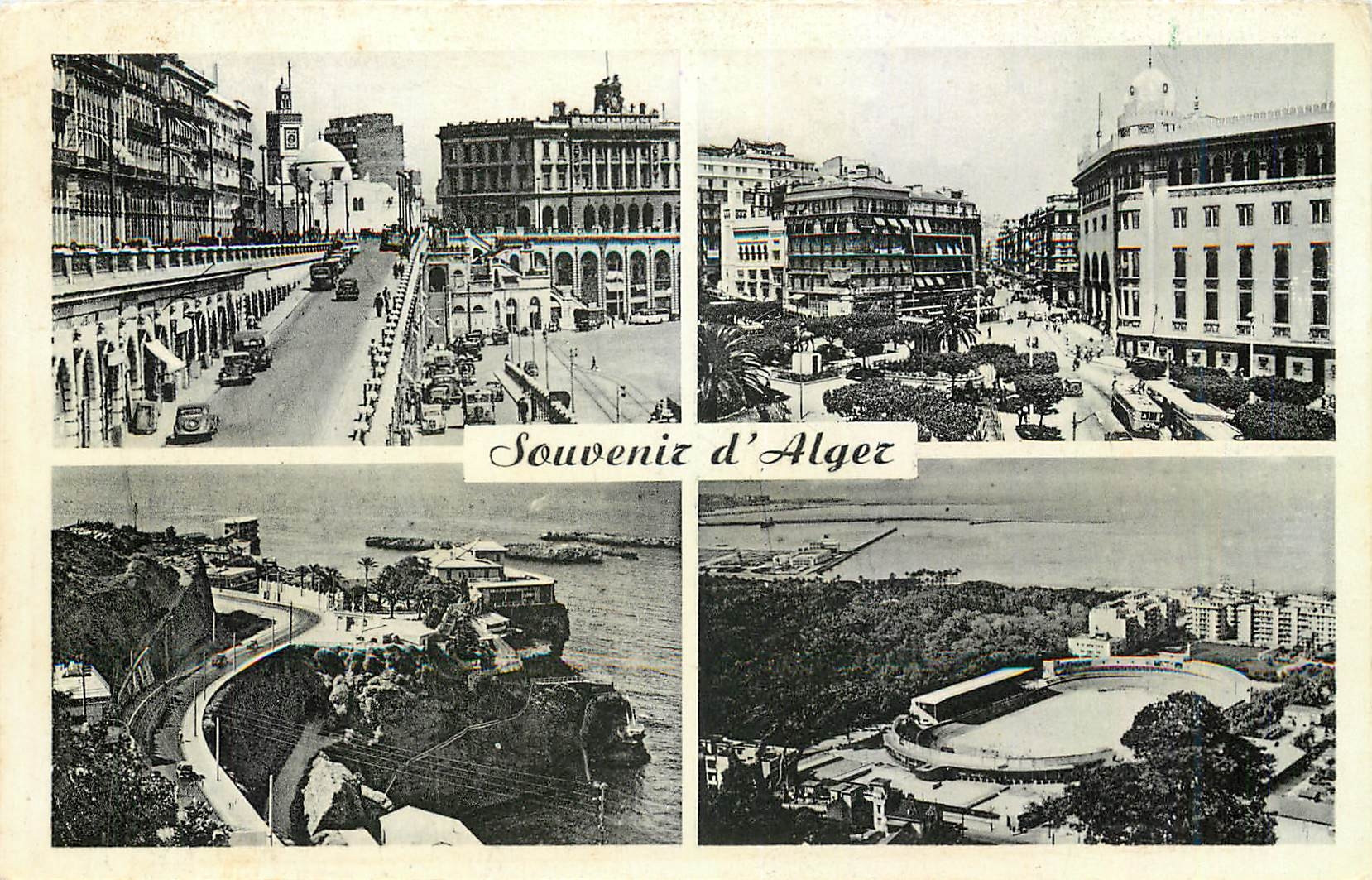 CPM Alger Les Rampes La Rue d'isly Casino de la Corniche Le Stade 
