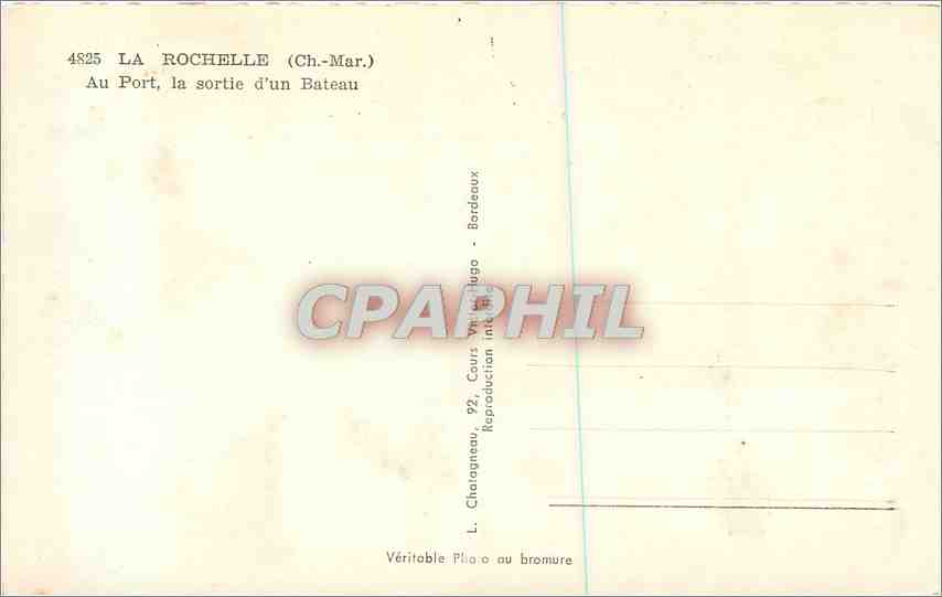 CPM La Rochelle Ch Mar Au port la sortie d'Un Bateau  — Rückseite