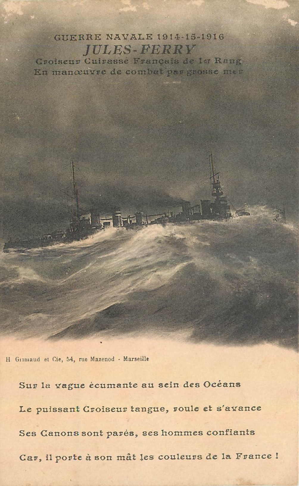 CPA Guerre Navale 1914 15 1916 Jules Ferry Bateau