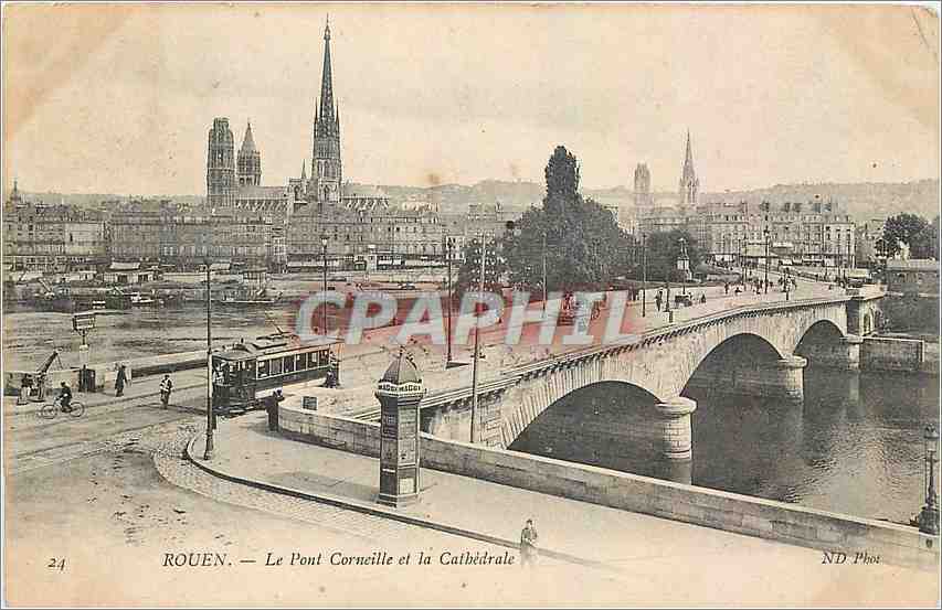 CPA Rouen Le Pont Corneille et la Cathedrale Tramway