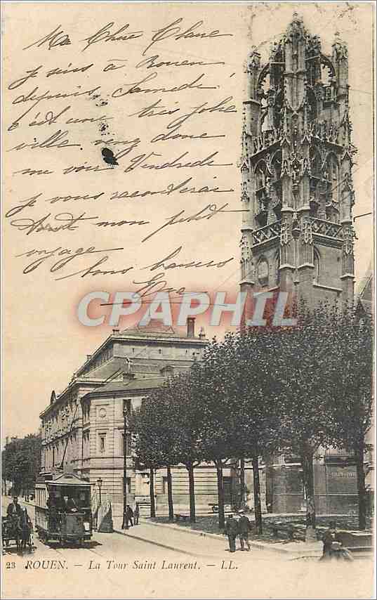 CPA Rouen La Tour Saint Laurent Tramway