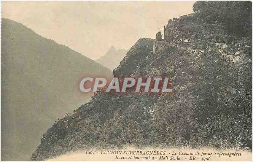 CPA Luchon Superbagneres Le Chemin de fer de Superbagneres Ravin et tournant du Mail Soulan 