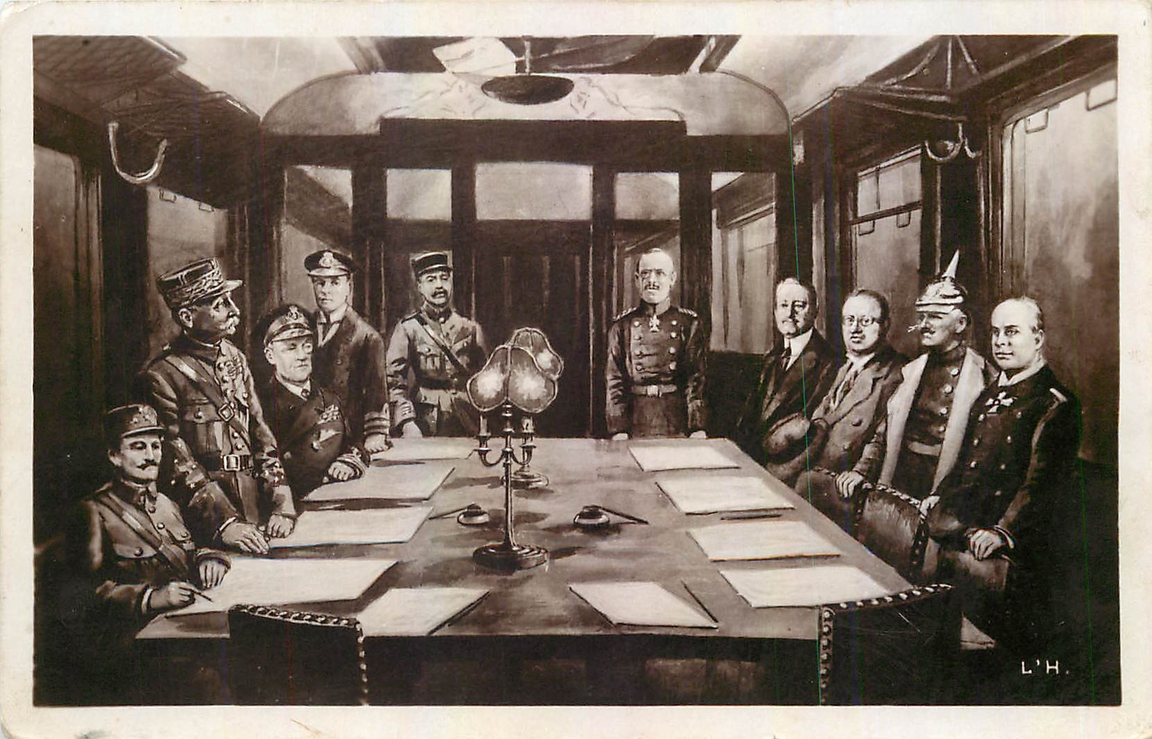 CPA Signature de l'Armistice Militaria