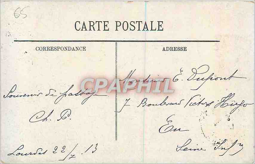 CPA Lourdes Chemin de fer Funiculaire du Pic du Jer  — Verso