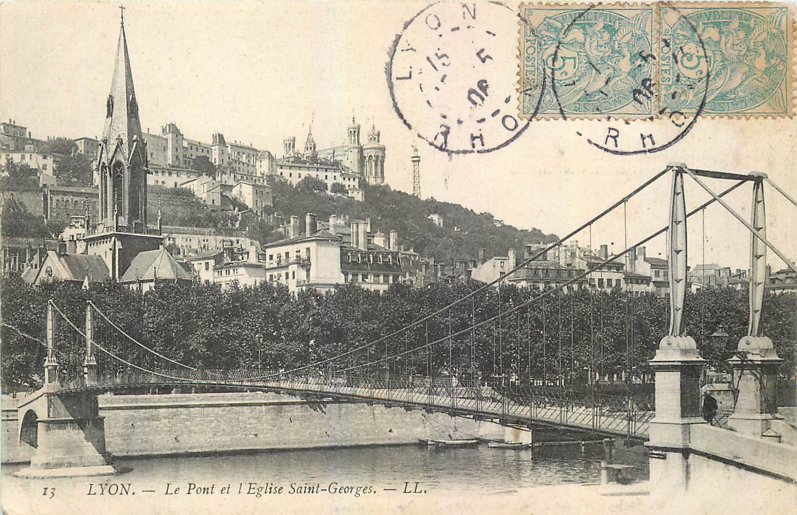 CPA Lyon Le Pont et l'Eglise Saint Georges 
