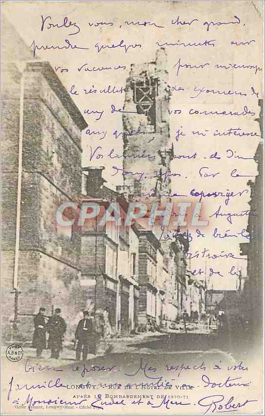 Longwy — Rue de l'Hôtel de Ville après le bombardement de 1914-15 — éditeur A. Bast, n° 4460