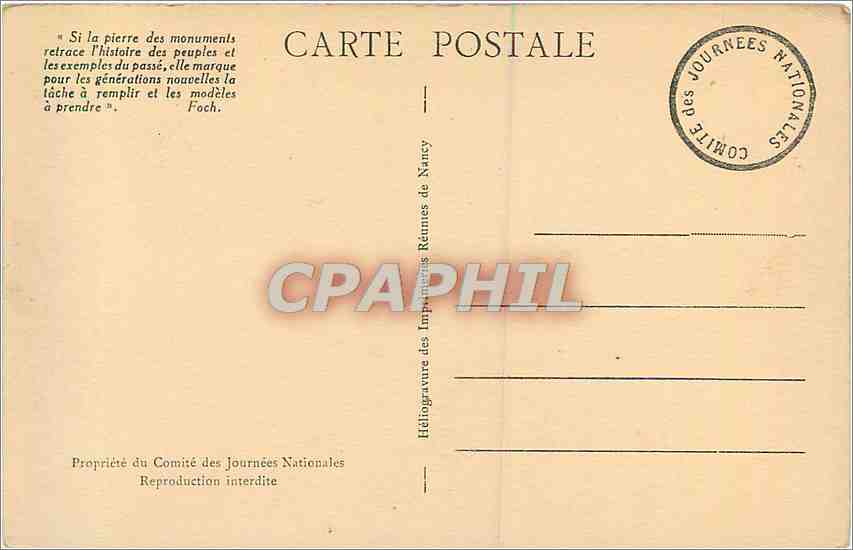 CPA Journees Nationales de Juillet 1929 Douaumont  Lorette Dormans Vieil Armand — Back