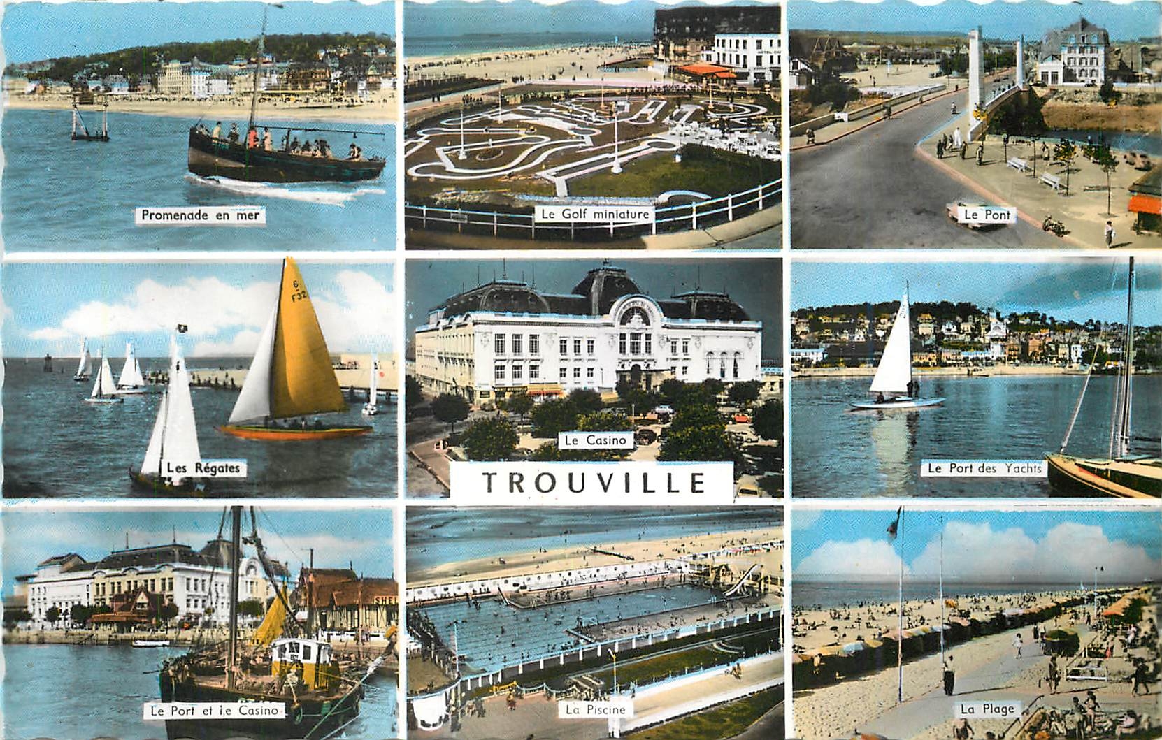 CPM Trouville Promenade en mer Le golf miniature Le pont Yachts Bateaux