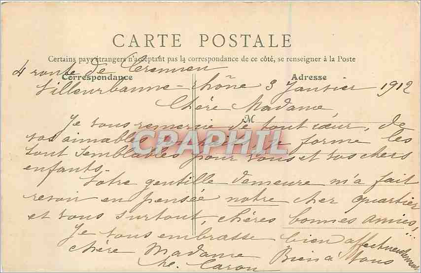 CPA Lyon Pont du Palais de Justice Coteau de Fourvieres Bateaux — Verso