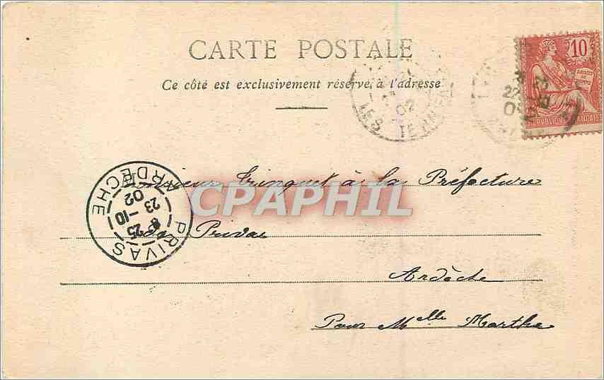 CPA Lyon Statue Louis XIV Place Bellecour  — Verso