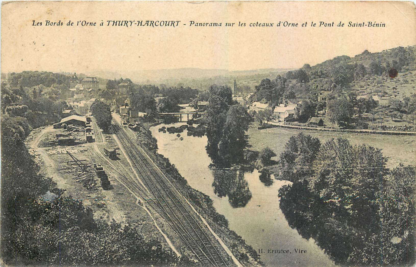 CPA Les Bords de l'Orne a Thury Harcourt Panorama sur les coteaux d'Orne et le Pont de Saint Benin 