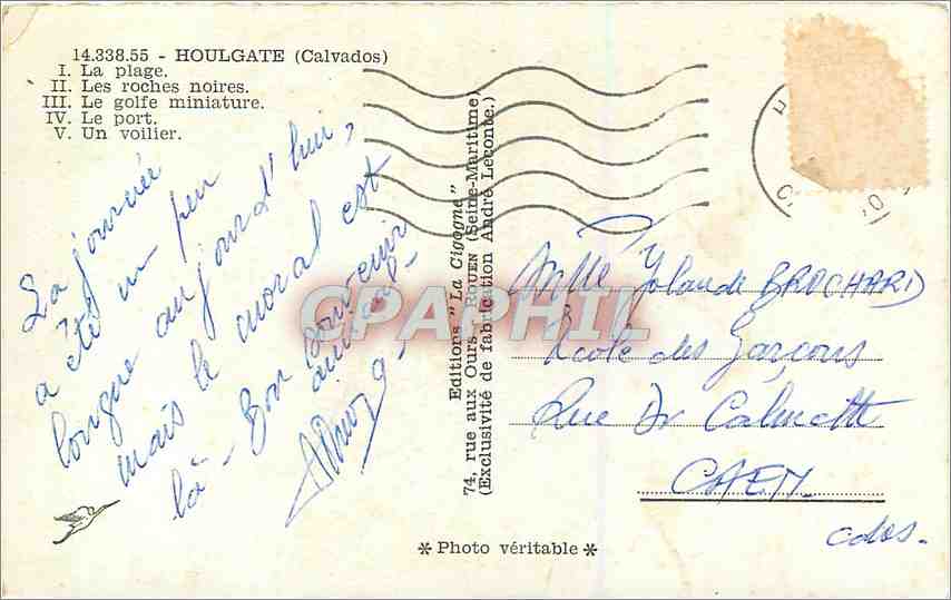 CPM Houlgate Calvados La Plage Bateau — Rückseite