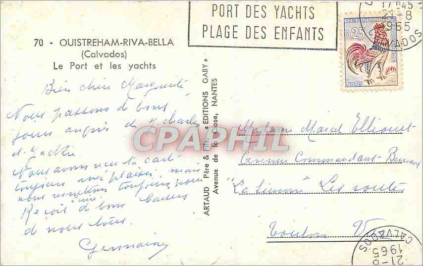 CPM Ouistreham Riva Bella Calvados Le Port et les Yachts Bateaux — Rückseite