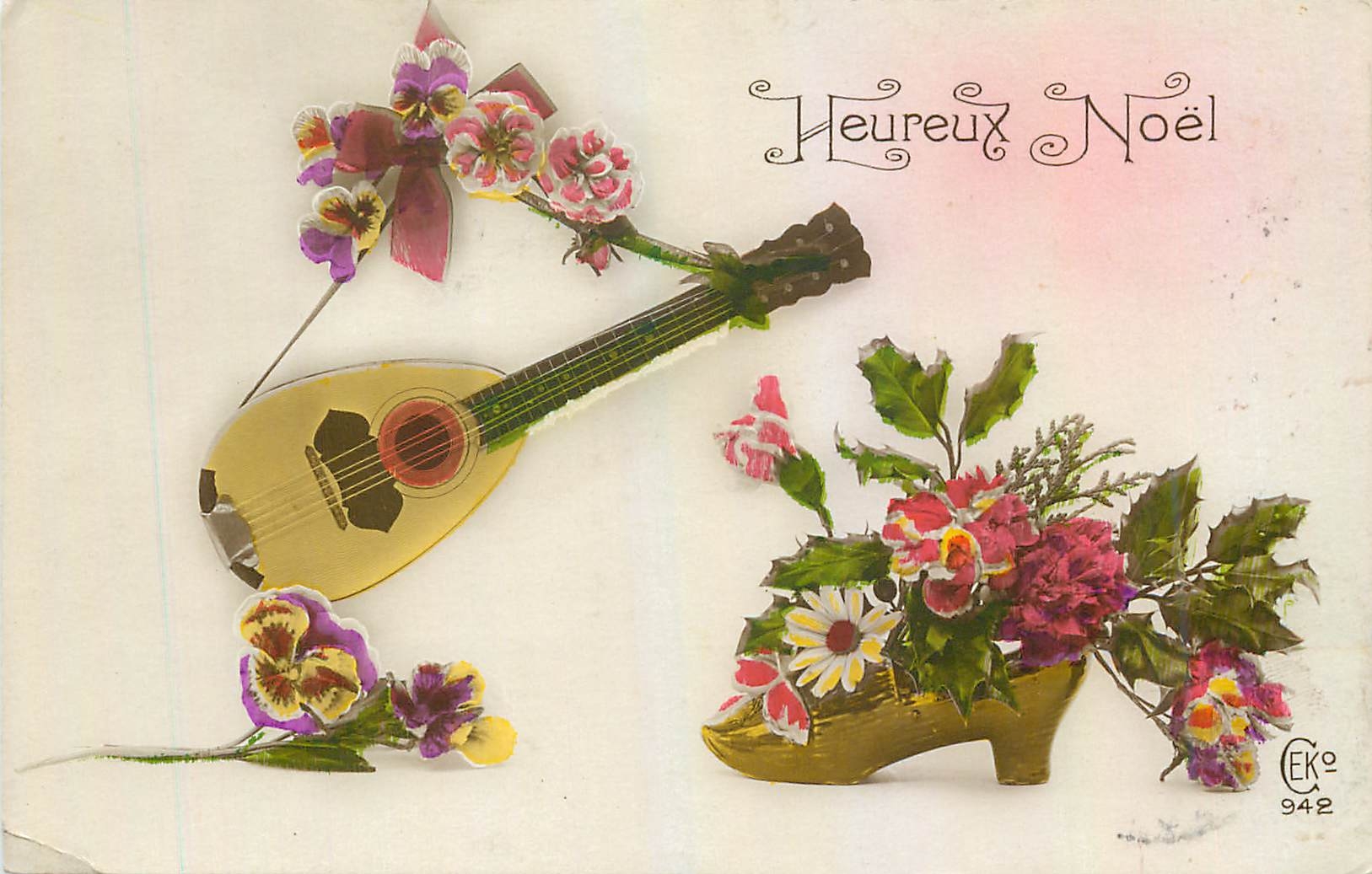 CPA Heureux Noel Sabot Guitare