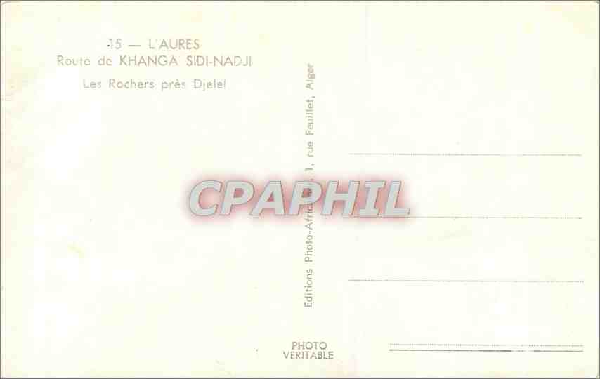 CPM L'Aures Route de Khanga Sidi Nadji Les Rochers pres Dielel  — Back