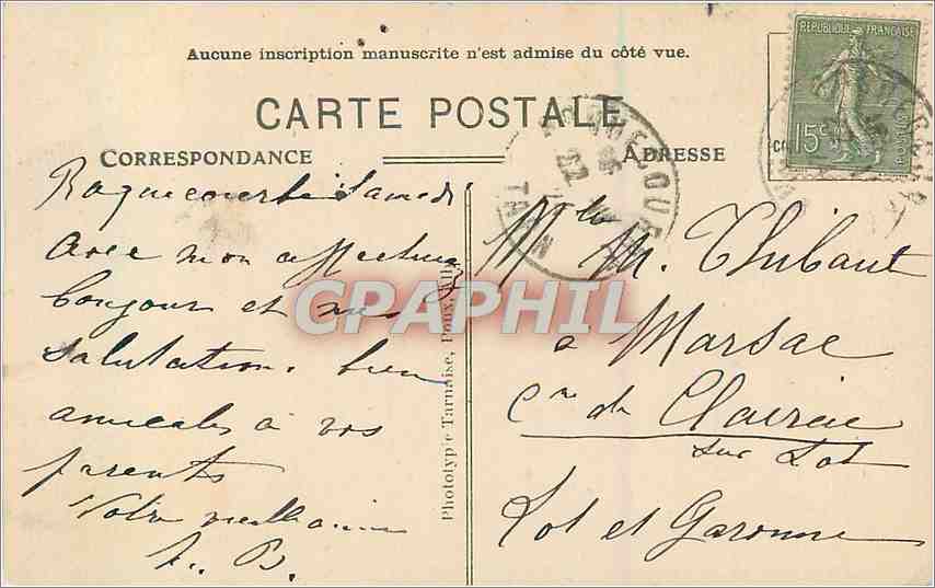 CPA Le Tarn Castres Le Sidobre Peyro Clabado  — Rückseite