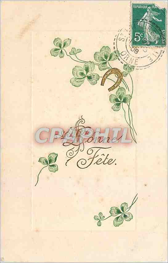 CPA Bonne Fete Fleurs Fer a cheval