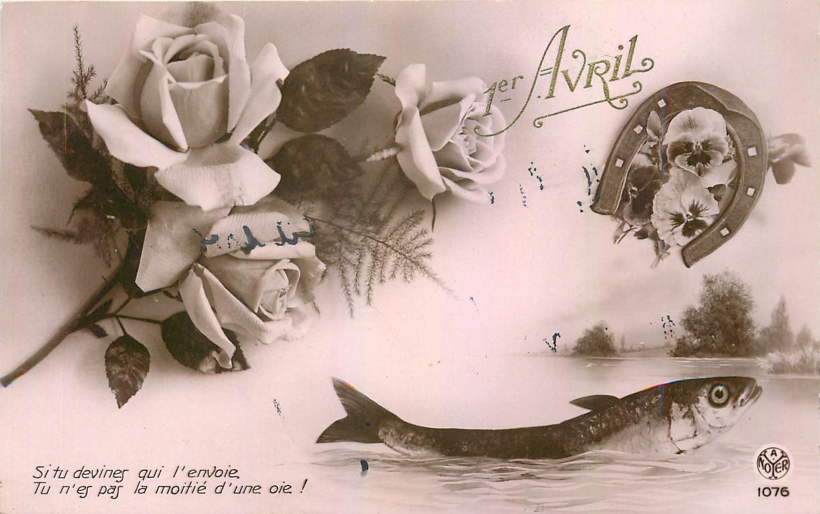 CPA 1er Avril Fer a cheval Poisson