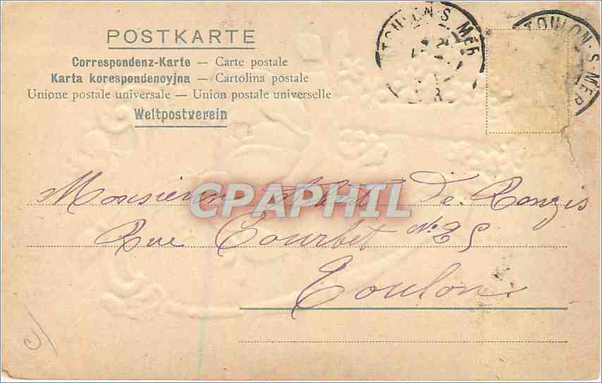 CPA Fleurs Harpe — Rückseite