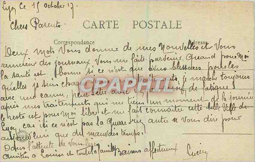 CPA Lyon Place Bellecour  — Verso