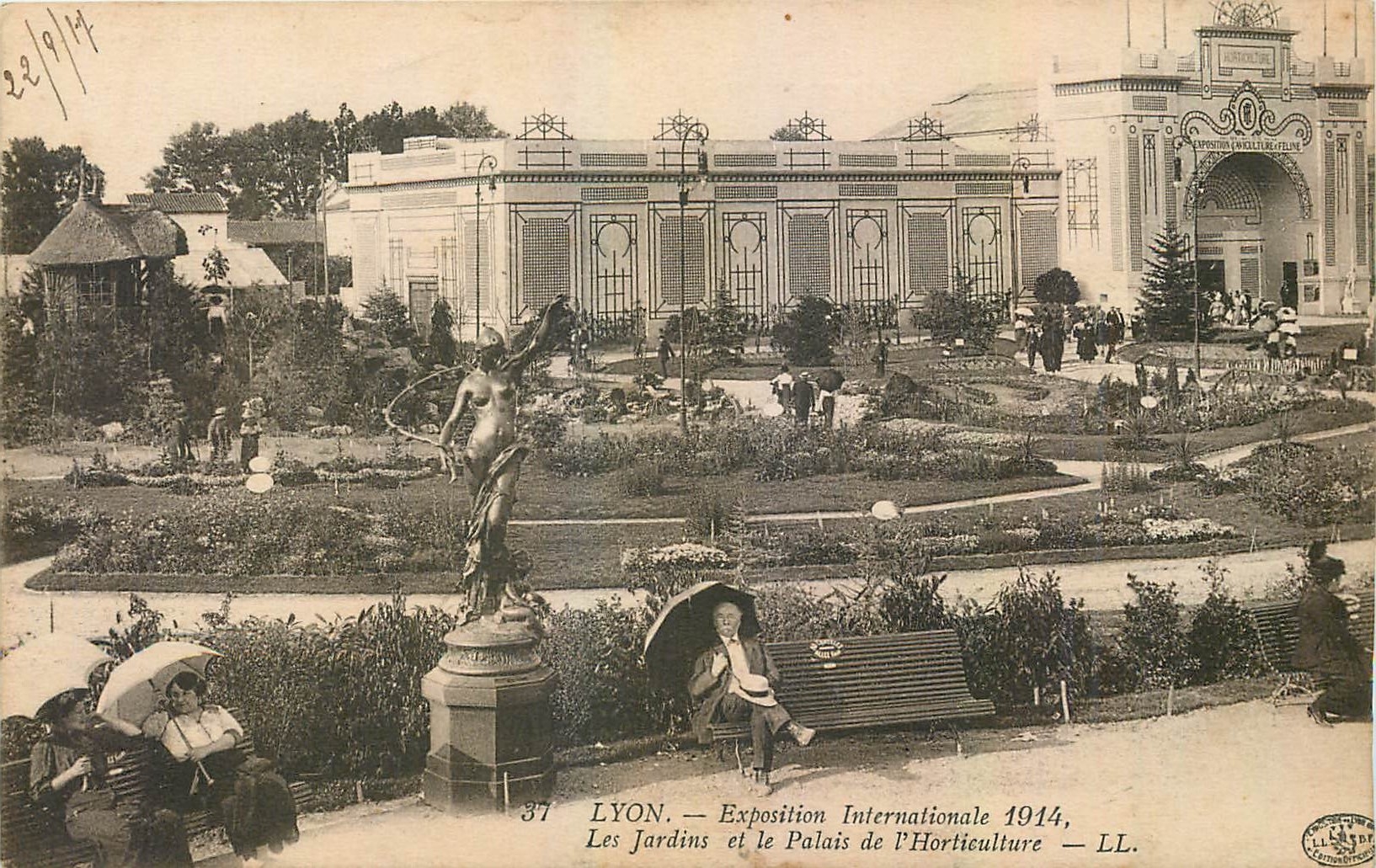 CPA Lyon Exposition Internationale 1914 Les Jardins et le Palais de l'Horticulture 