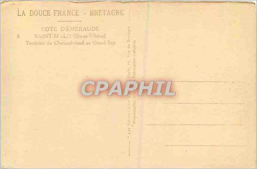 Saint-Malo — Tombeau de Chateaubriand au Grand Bey — Éditions de la Côte-d'Émeraude — Reverso