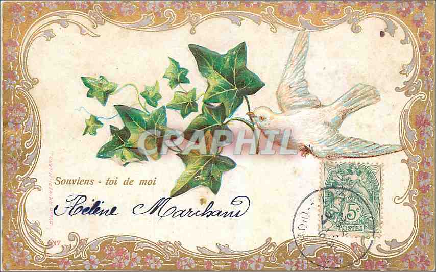 CPA Souviens toi de moi Colombe Fleurs