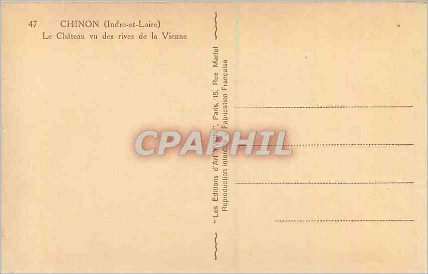 CPA Chinon Indre et Loire Le Chateau vu des rives de la Vienne  — Rückseite