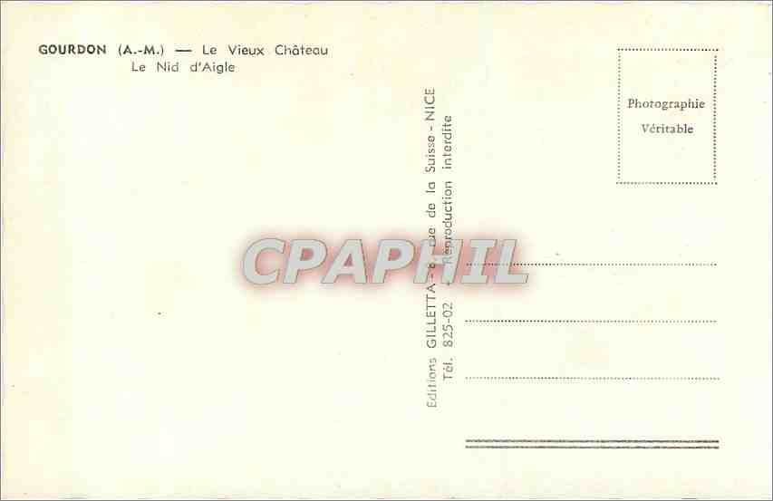 CPM Gourdon AM Le Vieux Chateau Le Nid d'Aigle  — Verso