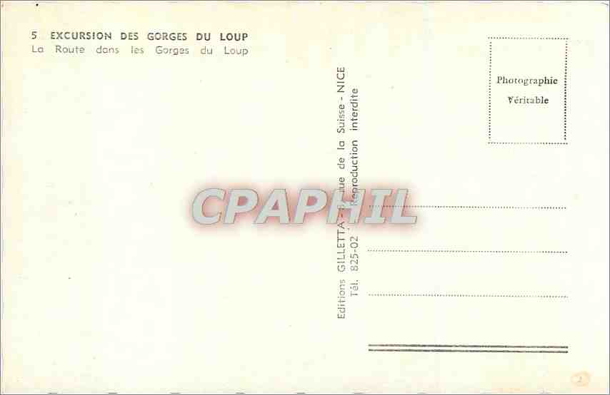 CPA Excursion des Gorges du Loup La Route dans les Gorges du Loup  — Verso
