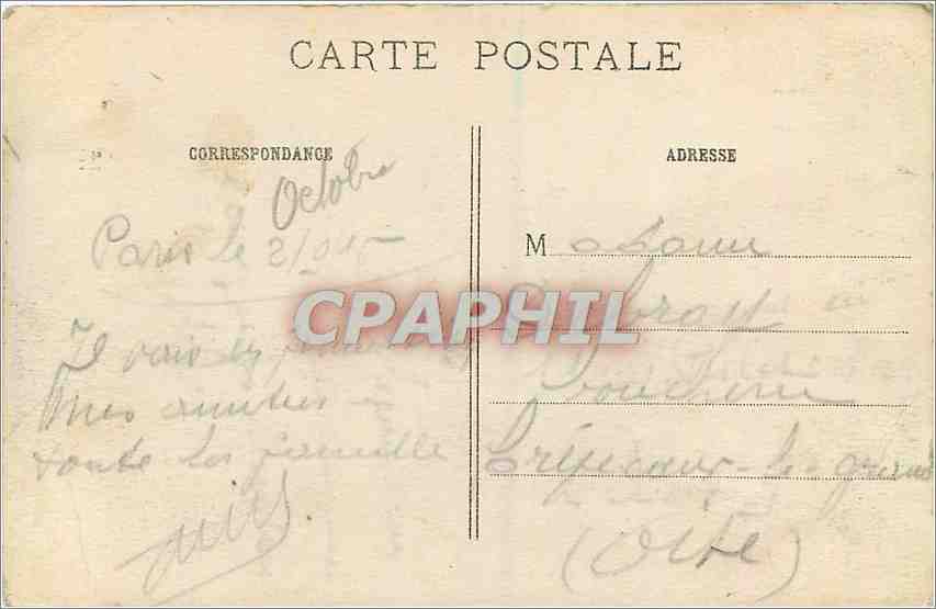 CPA Paris L'Eglise de la Madeleine — Verso