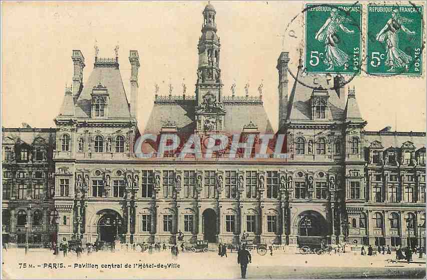 CPA Paris Pavillon central de l'Hotel de Ville 
