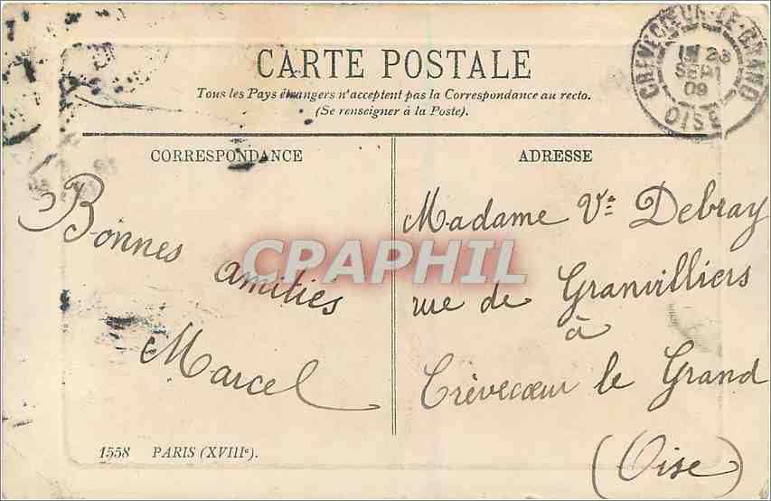 CPA Paris Le Moulin de la Galette Montmartre — Rückseite