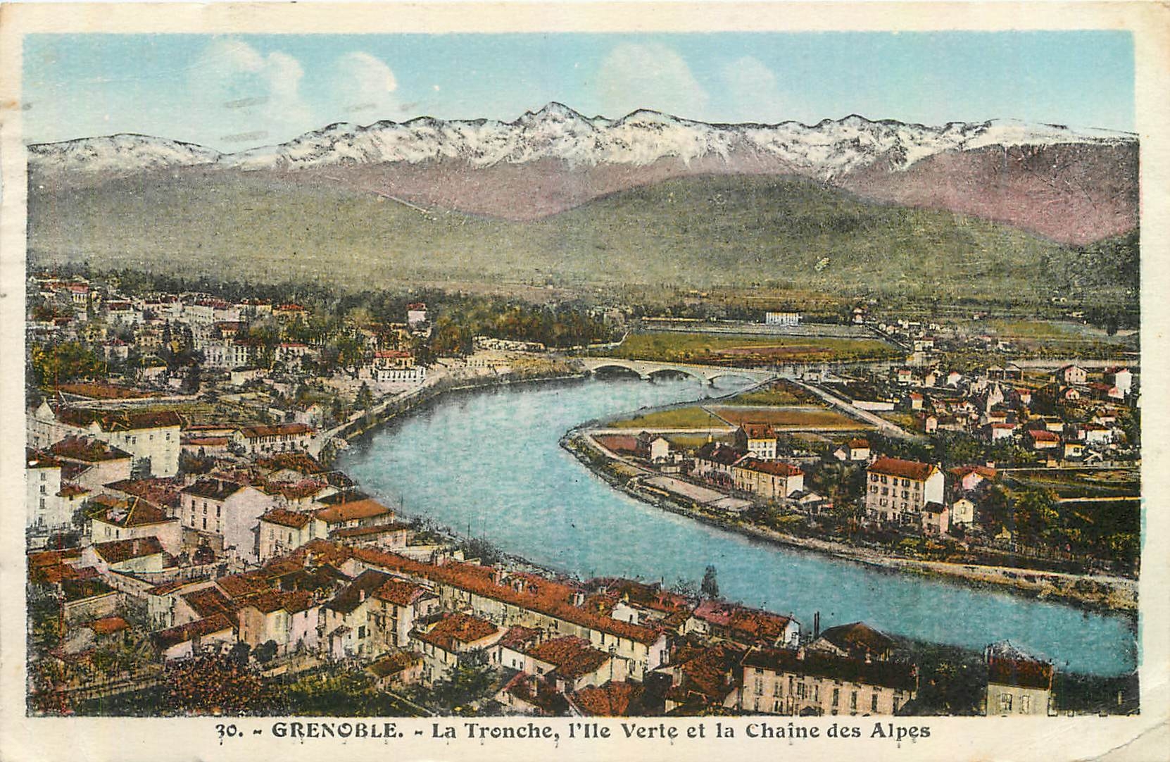 CPA Grenoble La Tronche I'Ile Verte et la Chaine des Alpes 