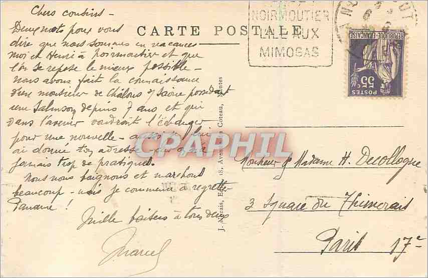 CPA Noirmoutier Vendee Un joli coin du bois de la Chaize  — Back