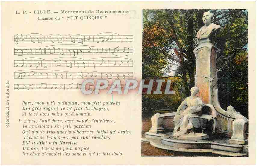 CPA Lille Monument de Desrousseaux Chanxon 